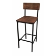 Bar Stool with Reclaimed Natural Wood Seat & Back (Set of 2)