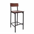 Bar Stool with Reclaimed Natural Wood Seat & Back (Set of 2)