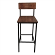 Bar Stool with Reclaimed Natural Wood Seat & Back (Set of 2)