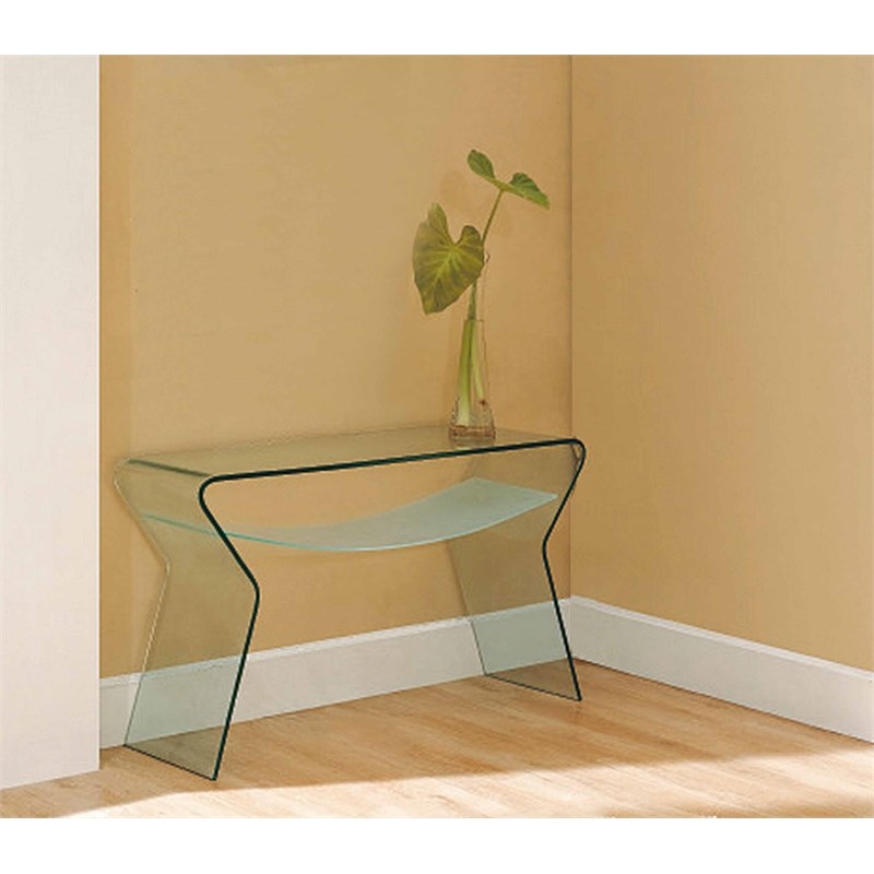 Bent Glass Sofa Table with Frosted Shelf Clear 47