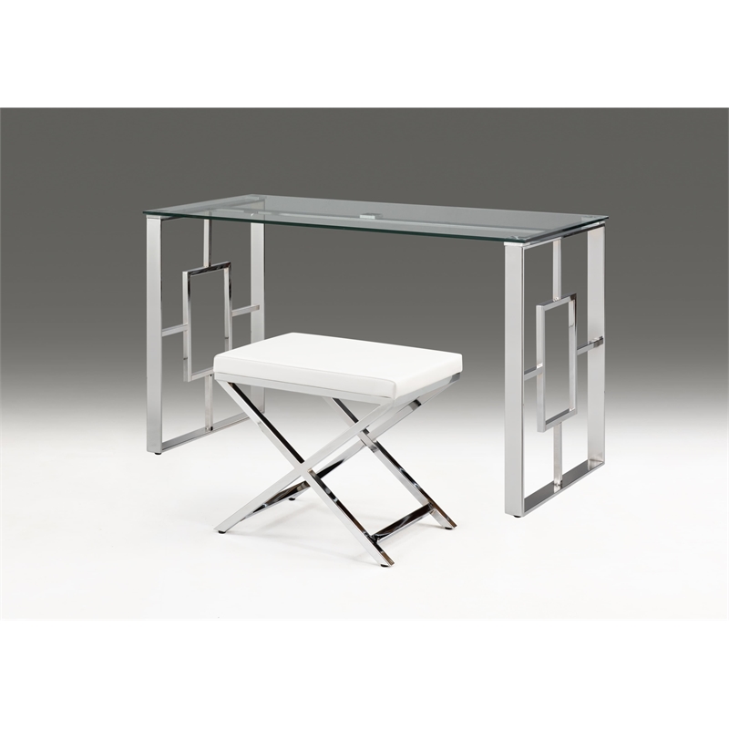 Clear Glass desk with Chrome Base