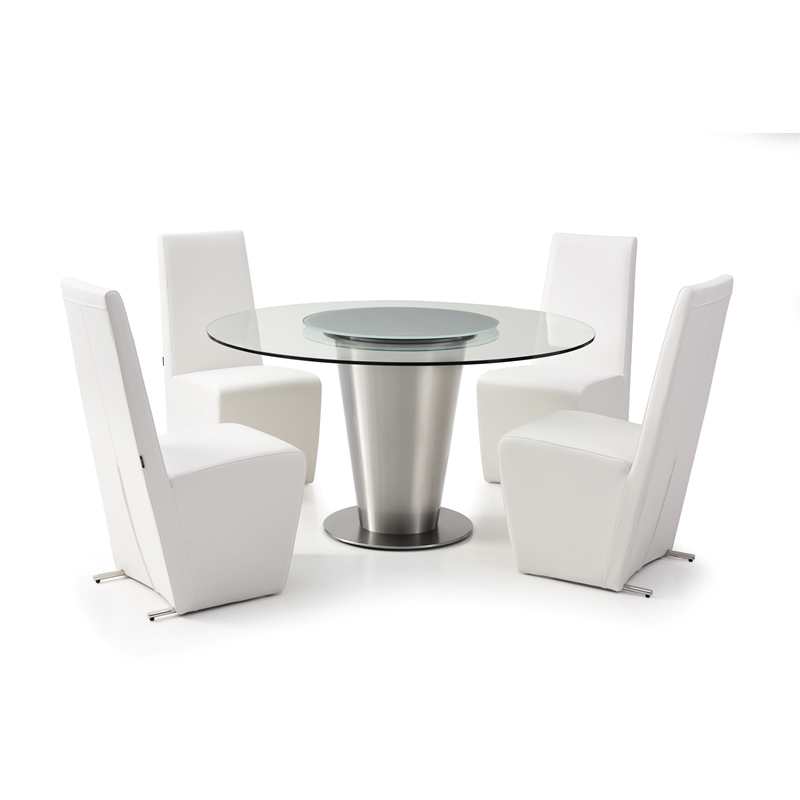 Round Clear Glass Table top with Stainless Steel Base
