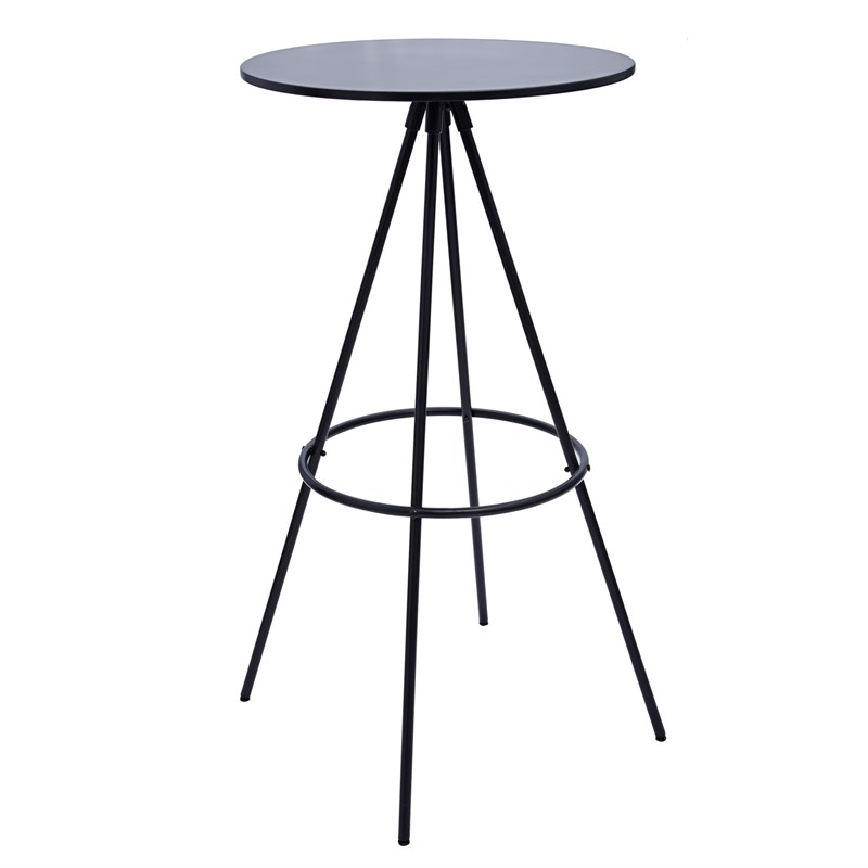 Modern Black MDF wood top Bar Table with Metal Table Legs