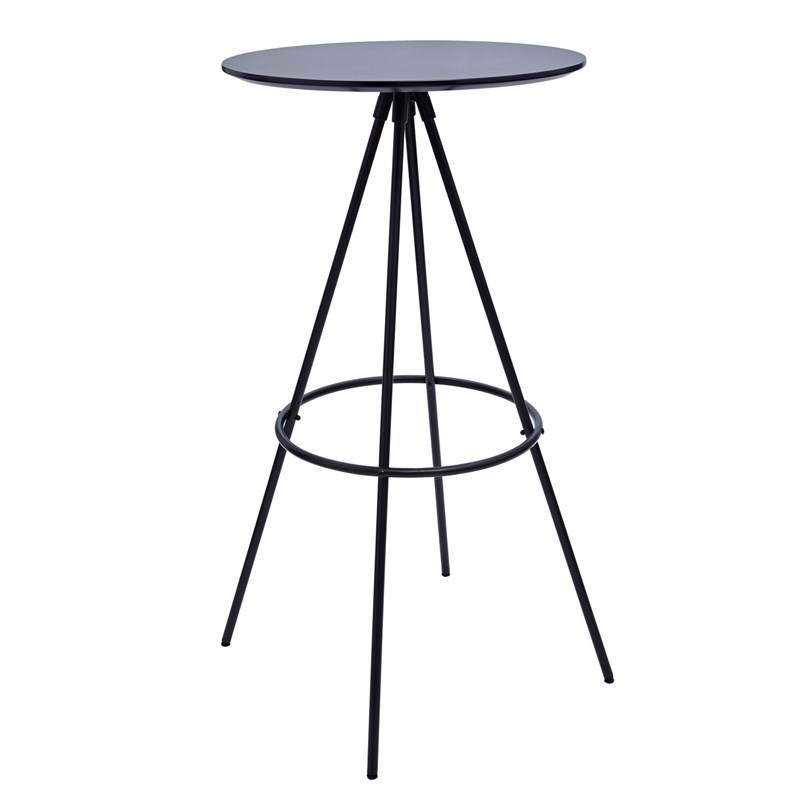Modern Black MDF wood top Bar Table with Metal Table Legs