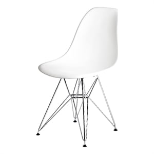 White Plastic Chair with Chrome Legs (Set of 2)