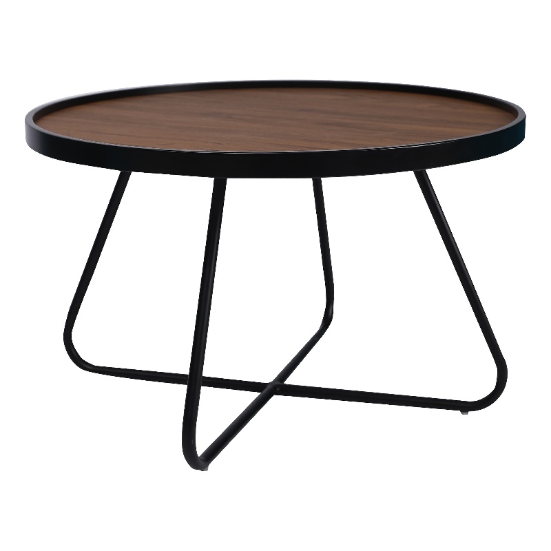 Modern Black MDF Wood top Coffee Table with powder coated Metal leg