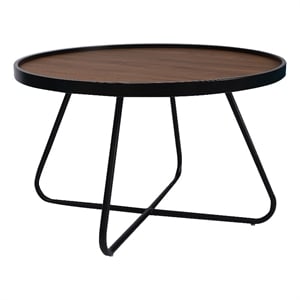 Modern Black MDF Wood top Coffee Table with powder coated Metal leg