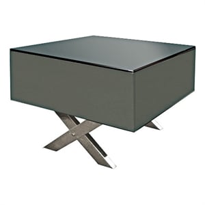 End Table Black/Gray Mirror Glass with Chrome Legs
