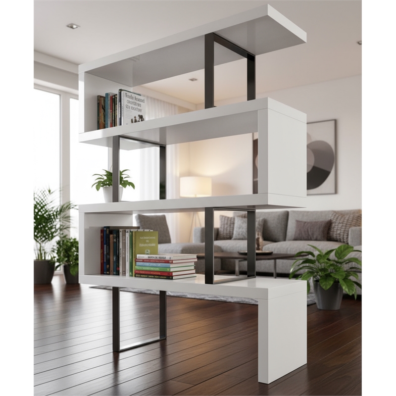 Contemporary White Lacquer Wood Larger size Display Shelf