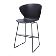 Midcentury Black Plastic Counter Stool with Metal Legs (Set of 2)
