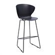 Midcentury Black Plastic Bar Stool with Metal Legs (Set of 2)