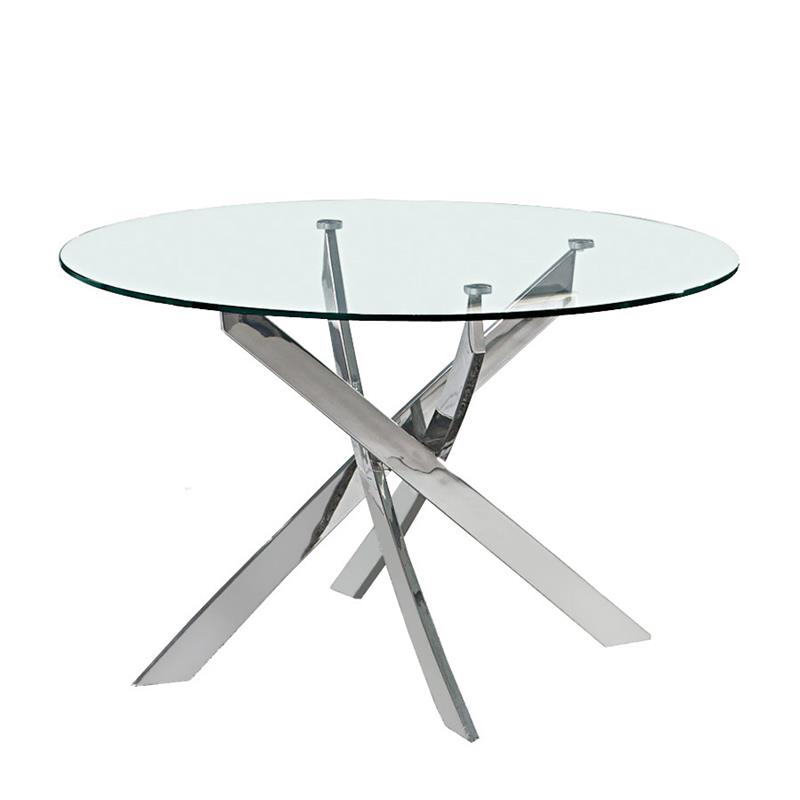 Round Glass Top Dining Table with Chrome Base