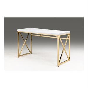 White Wood Top desk with Gold Base