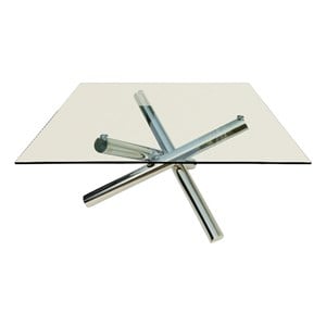 Square Clear Glass Top Dining Table with chrome base