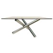 Square Clear Glass Top Dining Table with chrome base