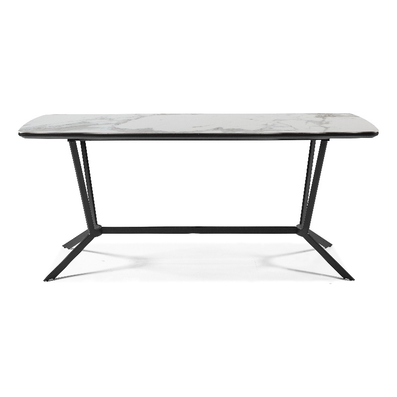 Dining Table with ceramic top black metal base
