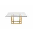 Square Clear Glass Table with Gold Base