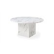 White and Gray Round Marble Table with square Marble Base