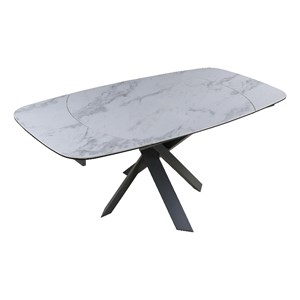 Functional ceramic top Dining Table with Gray Metal Legs