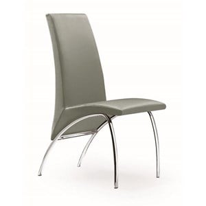 Gray Chair Polyurethane Chrome Legs Set of 2