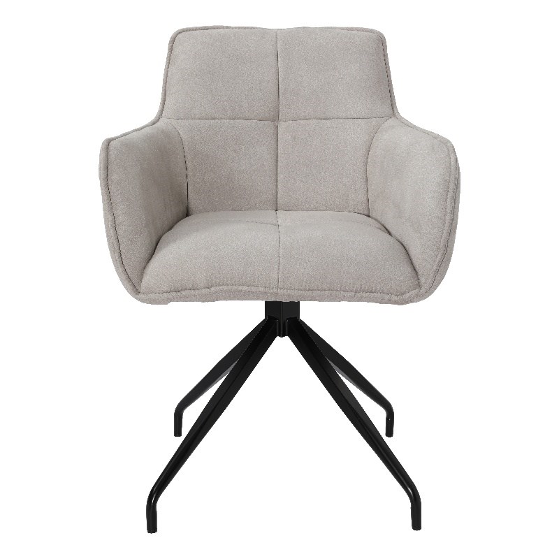 Arm Chair with fabric Seat and Black matte powder coating leg in Beige
