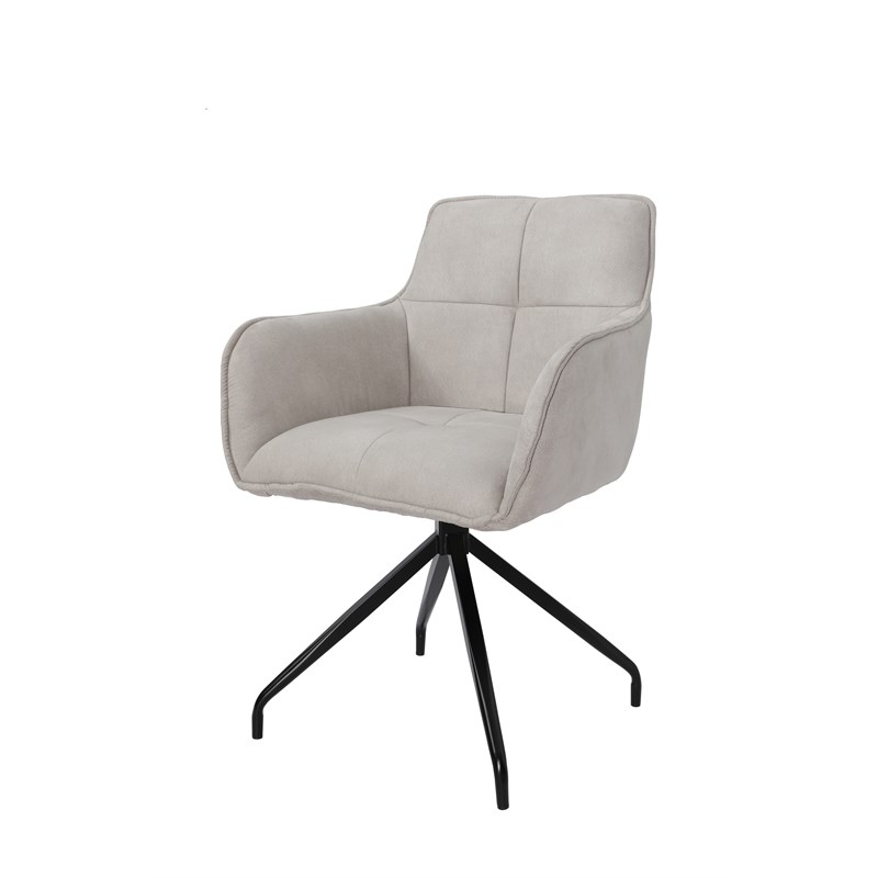 Arm Chair with fabric Seat and Black matte powder coating leg in Beige