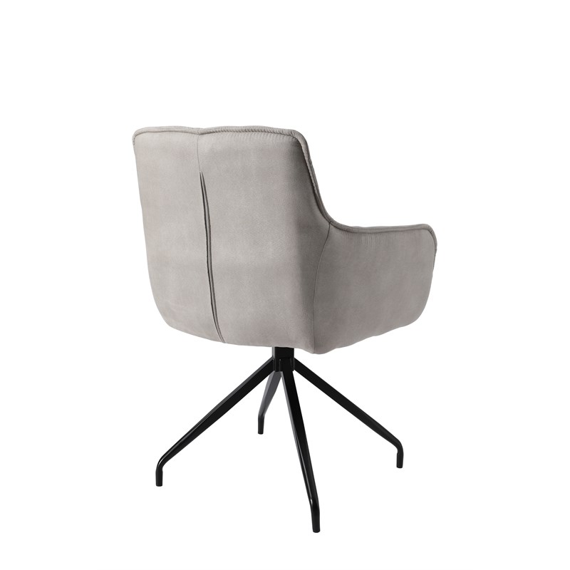 Arm Chair with fabric Seat and Black matte powder coating leg in Beige