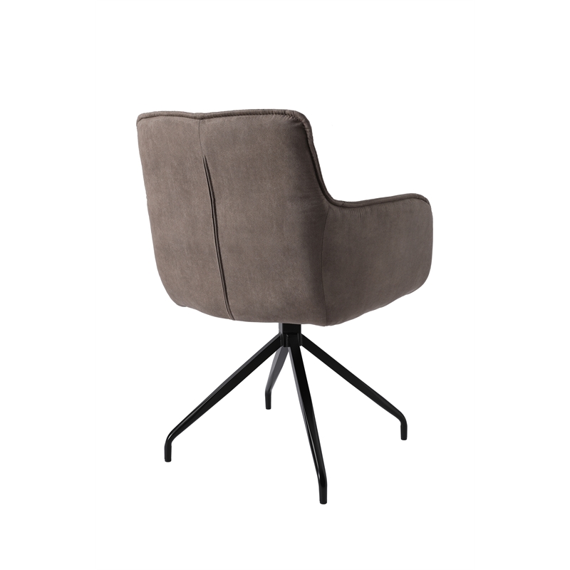Arm Chair with fabric Seat and Black matte powder coating leg in Dark Brown