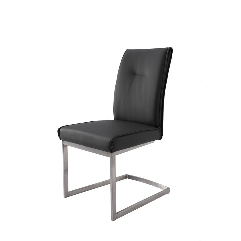 Dining Chair with Gray Polyurethane Seat and stainless Steel leg (Set of 2)