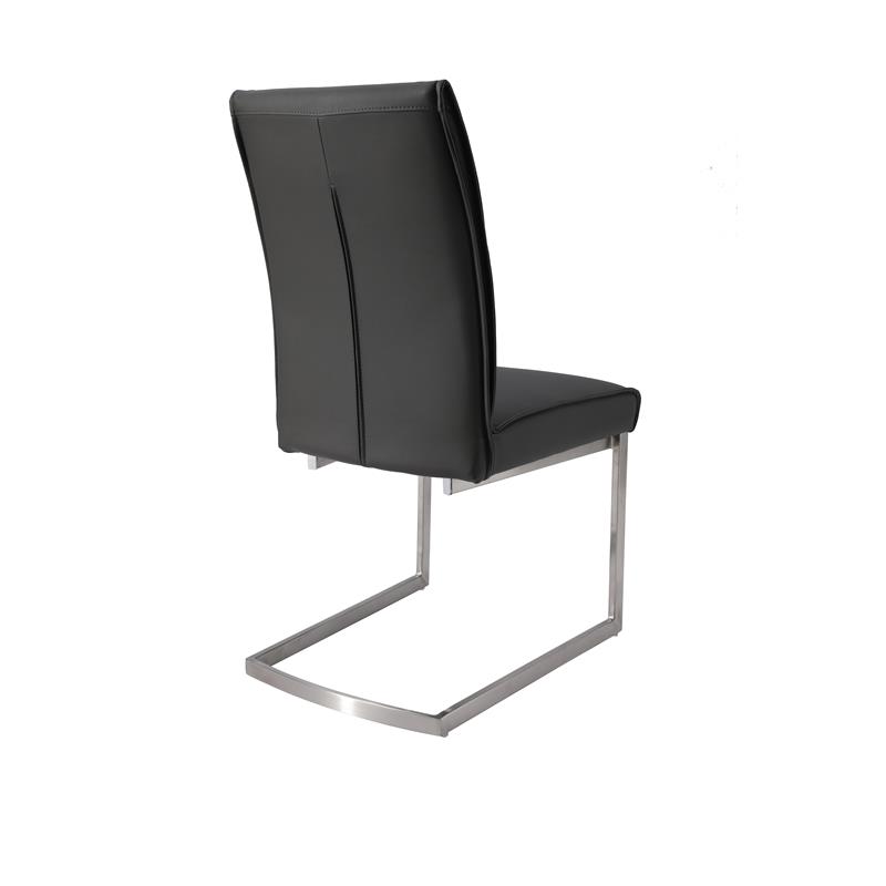 Dining Chair with Gray Polyurethane Seat and stainless Steel leg (Set of 2)