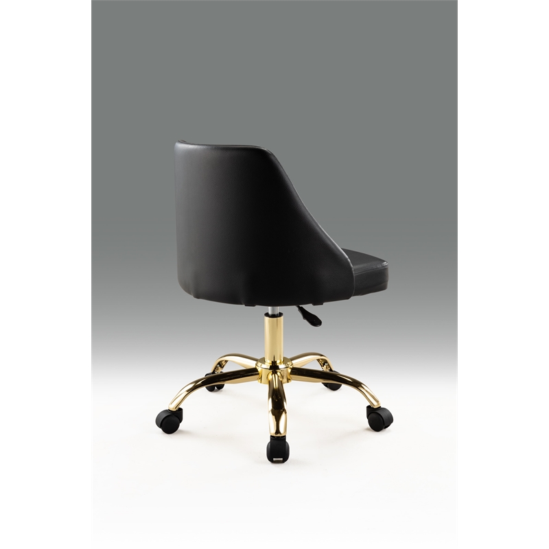 Black Polyurethane Office Chair with Gold Base