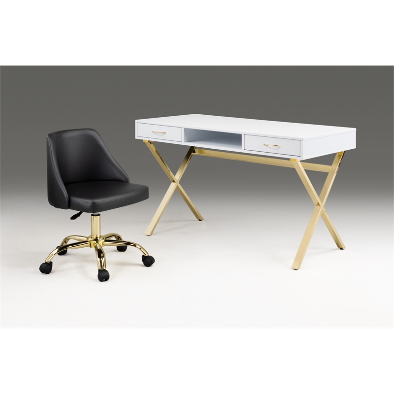 Black Polyurethane Office Chair with Gold Base