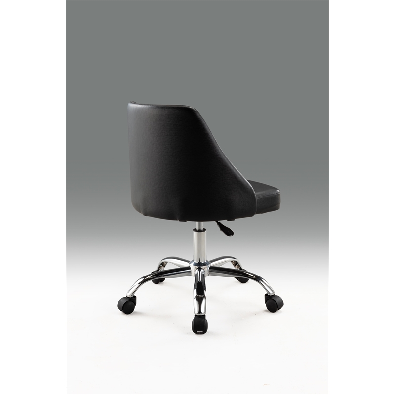 Black Polyurethane Office Chair with Chrome Base