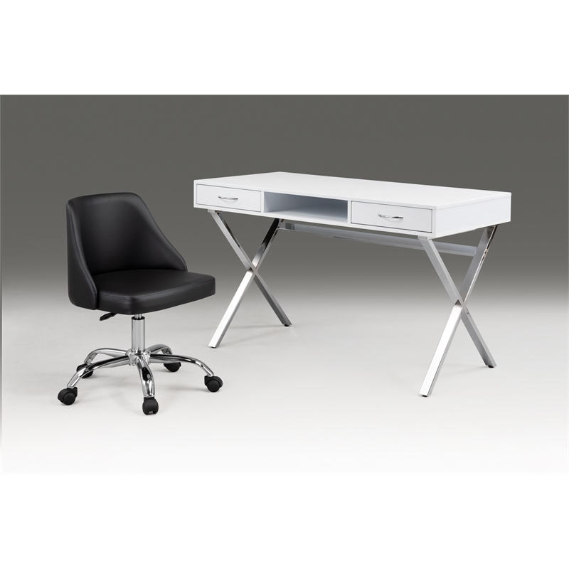 Black Polyurethane Office Chair with Chrome Base