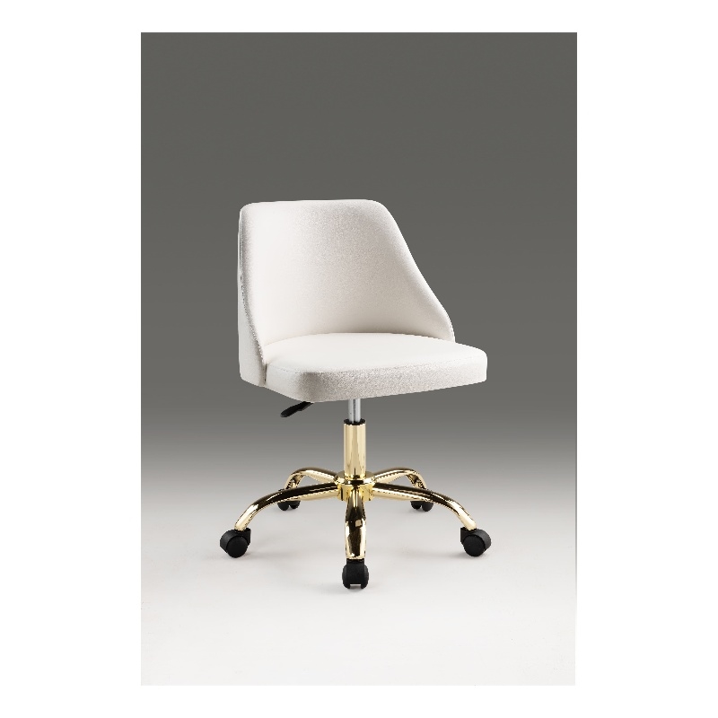 White Polyurethane Office Chair with Gold Base
