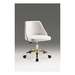 White Polyurethane Office Chair with Gold Base