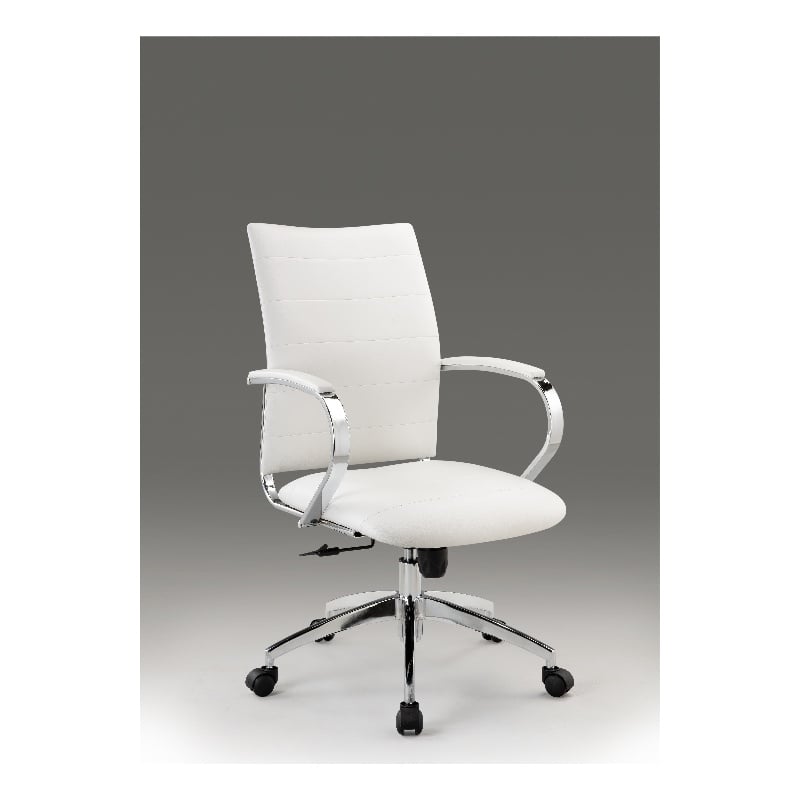 Office Chair with White Polyurethane and Chrome Base