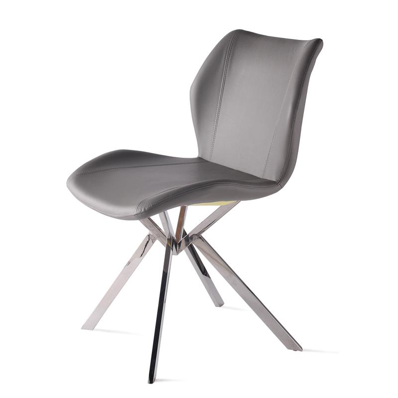 Dining Chair with Gray Seat and Chrome Legs Set of 4