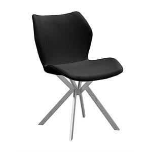 Dining Chair with Black Seat and Stainless Steel Legs Set of 4