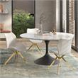 Dining Chair with White Seat and Gold Legs Set of 4