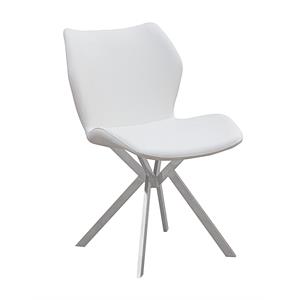 Dining Chair with White Seat and Stainless Steel Legs Set of 4