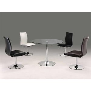 SWIVEL D Chair  Black Polyurethane Chrome Base Set of 2