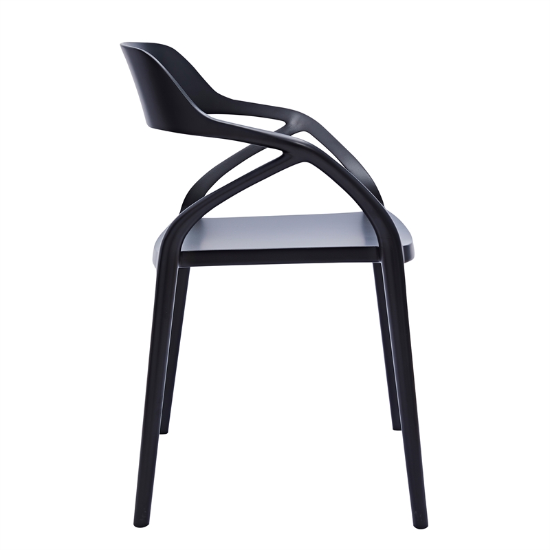 Midcentury Plastic Side Chair in Black (Set of 4)