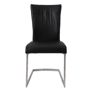 Dining Chair with Black Polyurethane Seat and Stainless Steel leg (Set of 2)