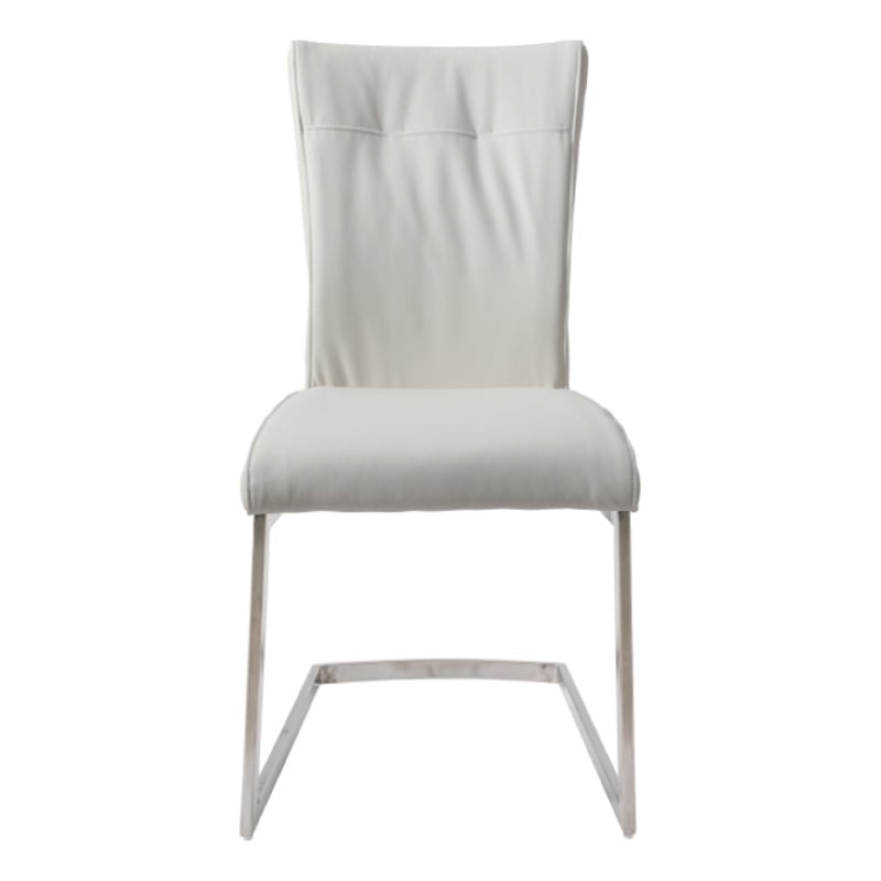Dining Chair with Polyurethane Seat and Stainless Steel leg in White (Set of 2)