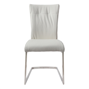Dining Chair with Polyurethane Seat and Stainless Steel leg in White (Set of 2)