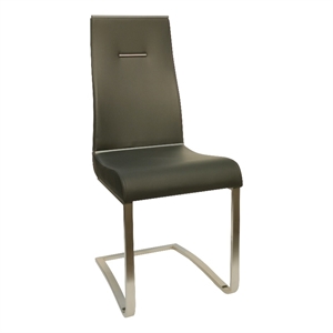 Dark Gray Polyurethane Dining Chair with Brushed Stainless Steel (Set of 2)