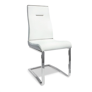 Dining Chair White Polyurethane Seat with Stainless Steel Base (Set of 2)