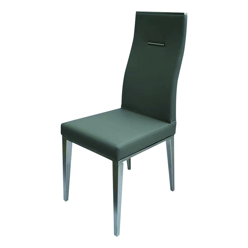 Light Gray Polyurethane Dining Chair with Brushed Stainless Steel (Set of 4)