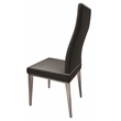 Black Polyurethane Dining Chair with Brushed Stainless Steel (Set of 4)